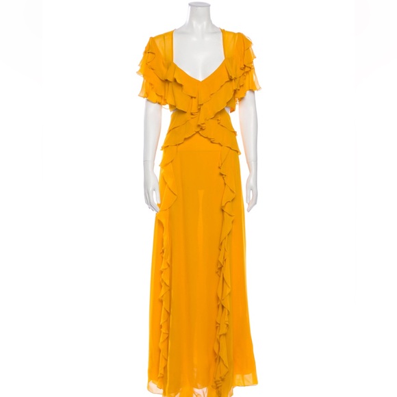 Ruffled Silk Revolve Dress - Picture 1 of 8